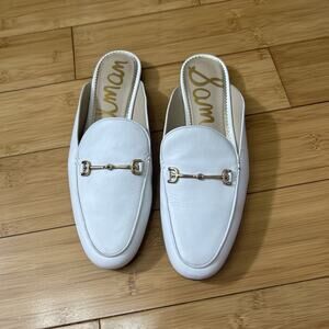 Sam Edelman Linnie Bright White Leather Slip-On Mule Flat Women Size 7.5